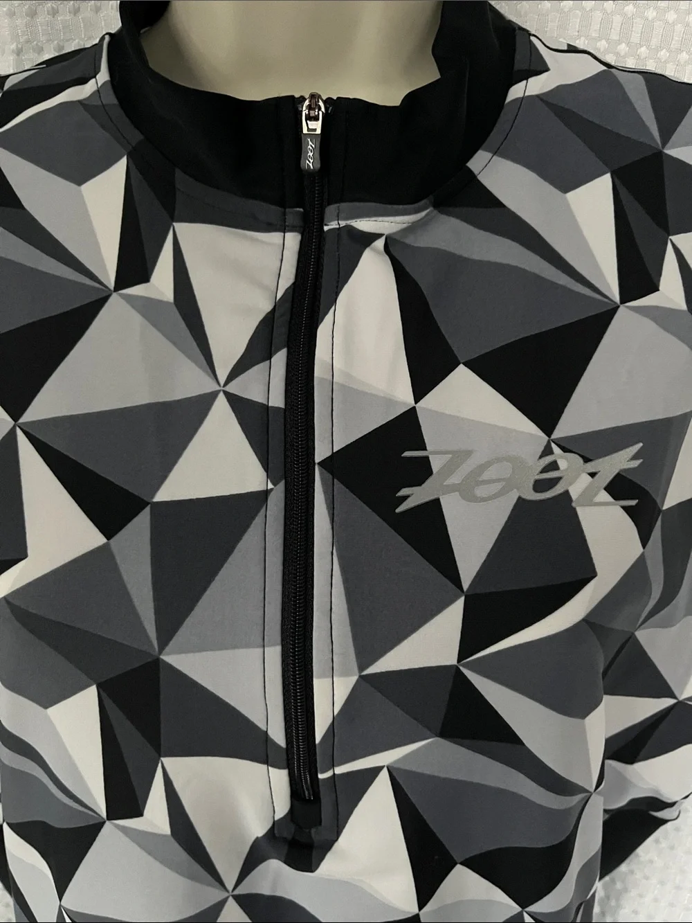 Zoot Sleeveless Cycling Jersey Tri Top Vest Geometric Print Rear Pockets M - Picture 5 of 9